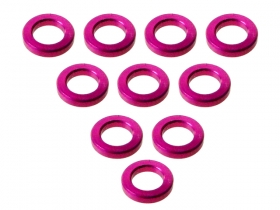 3RACING Aluminium M3 Flat Washer M3 x 5 x 1mm (10 Pcs) - Pink - 3RAC-WF310/5/PK