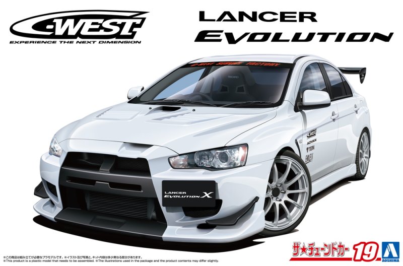 Aoshima 06929 - 1/24 C-West Mitsubishi CZ4A Lancer Evolution X '07 The Tuned Car #19