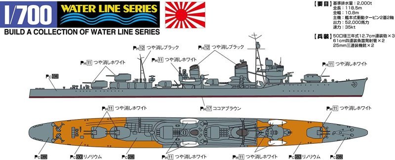 Aoshima 01137 - 1/700 Amatsukaze Japanese Destroyer #458