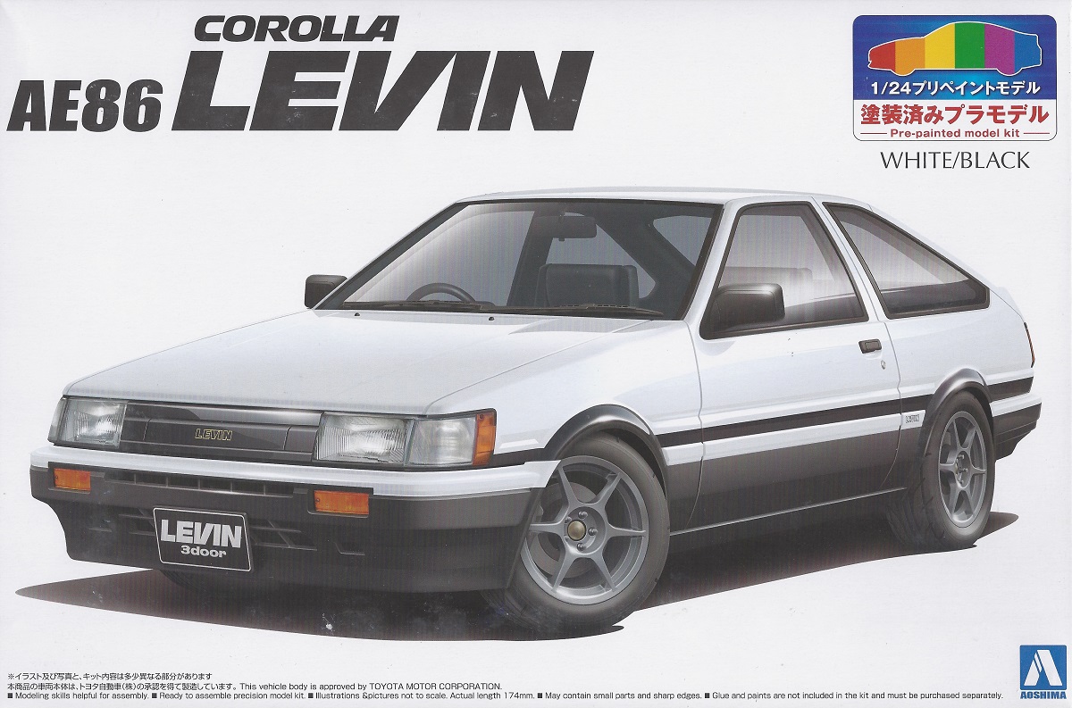 Aoshima 1 24 Model Car Kit Toyota Ae86 Corolla Levin White Black Pre Painted Ebay