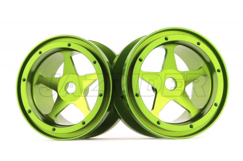 Aluminum 2.2'' 5-Spokes Black Wheels 2pcs set - Green