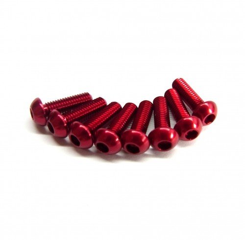 RACEOPT Aluminium Screw 8pcs, 3 x 10mm (Round Head) -Red (RO-ABH3X10T-R)