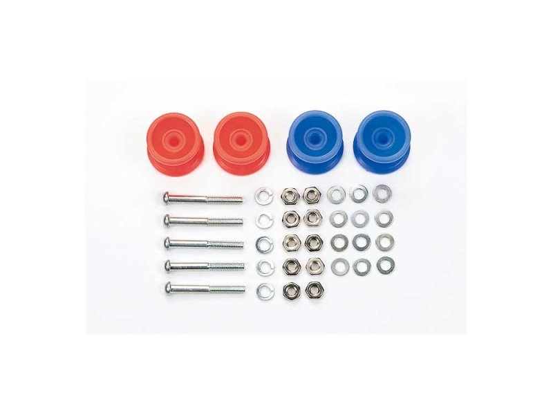 Tamiya 15457 - JR Plastic Double Rollers - Low Friction Red/Blue 13-12mm