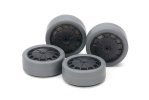 Tamiya 15545 - Jr Hard Small Dia. Low-Profile Tires (26mm,Gray) & Carbon Dish Wheels for Super X & XX Chassis